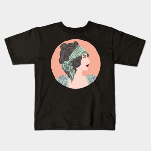 Romantic look of a vintage lady Kids T-Shirt